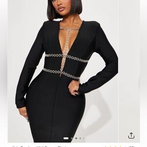 Black Bandage chain Midi Dress